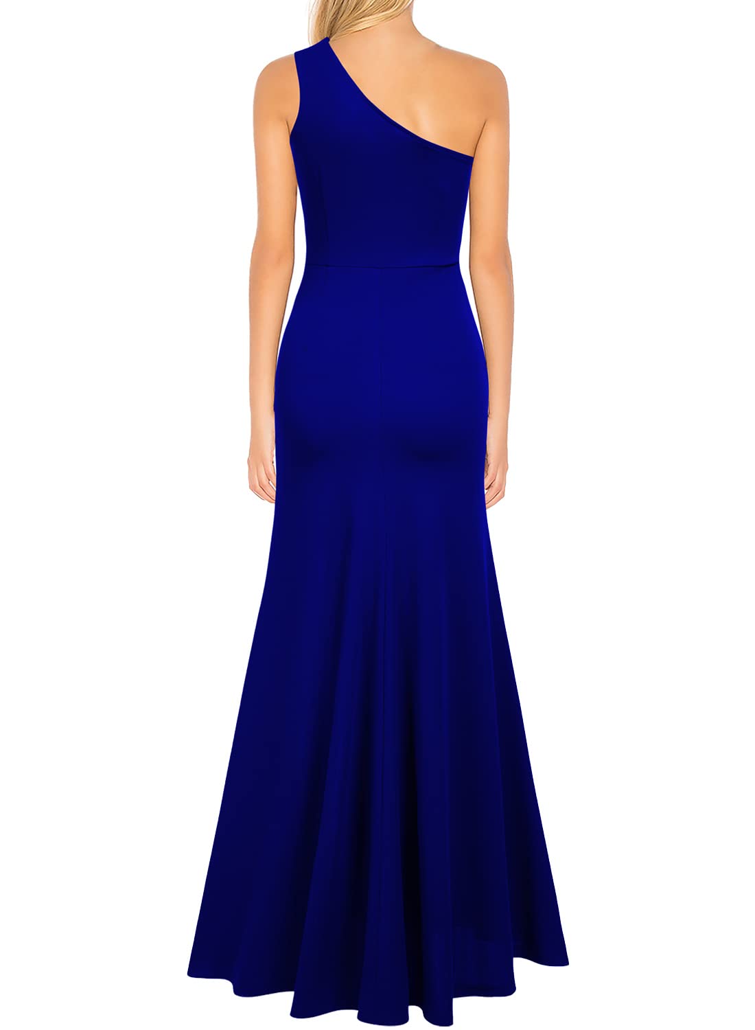 Vestido de noche formal de sirena con un hombro al descubierto, sin mangas, con abertura y ajustado, vestido de fiesta